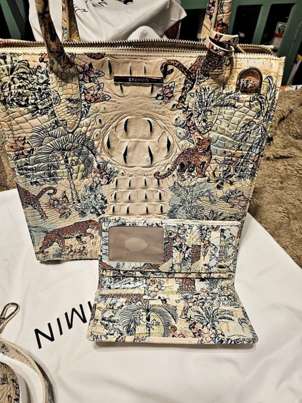 Brahmin Aliza Tote in Golden Lynx Melbourne Cream & Blue